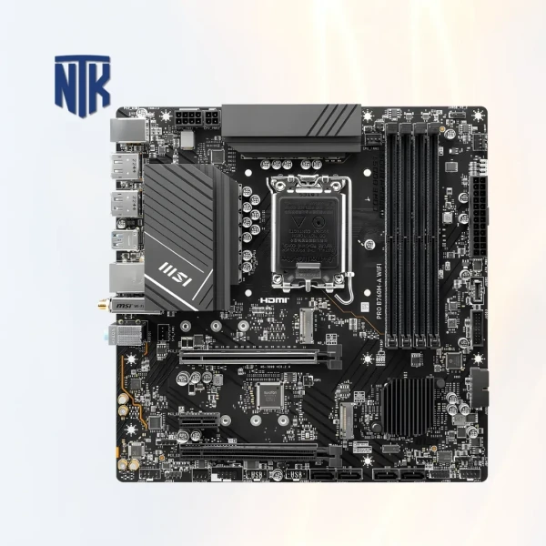 Mainboard MSI PRO B760M-A WIFI DDR5 | LGA1700 · 4× DDR5 · M.2 PCIe 4.0 | HDMI 2.1 · DP 1.4 · USB 10Gbps | Wifi 6E · BT 5.3 · 2.5G LAN | mATX