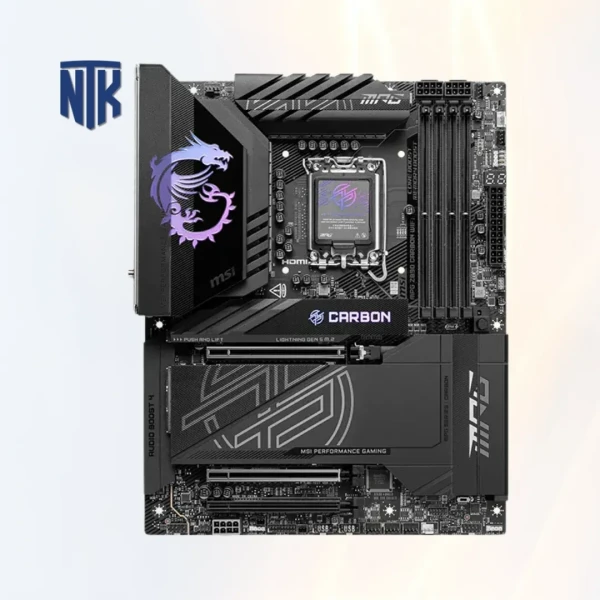 Bo mạch chủ MSI MPG Z890 CARBON WIFI | LGA1851 · 4× DDR5 · M.2 NVMe PCIe 5.0 | HDMI 2.1 · Thunderbolt 4-40Gbps · DP 2.1 · USB-C 20Gbps | WiFi 7 · Bluetooth 5.4 · 5Gbps LAN | ATX