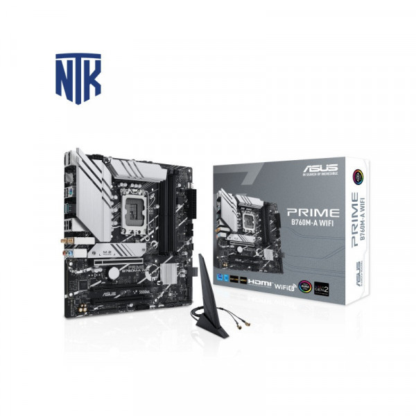 Bo mạch chủ Asus PRIME B760M-A WIFI | LGA1700 · 4x DDR5 · PCIe 4.0 | DisplayPort 1.4 · HDMI 2.1 · USB 3.2 Gen 2 · 7.1 Audio | WiFi 6 · Bluetooth 5.2