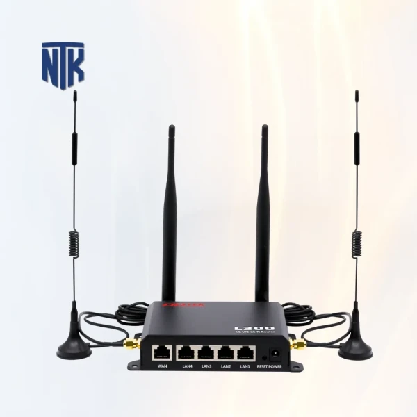Router 4G/LTE Aptek L300 | Wifi 4: 300Mbps/2.4GHz · 150Mbps/4G/LTE | 1x WAN · 4x LAN | 2x ăng-ten WiFi 2.4GHz 5dBi · 2x ăng-ten 4G đa hướng | Vỏ thép