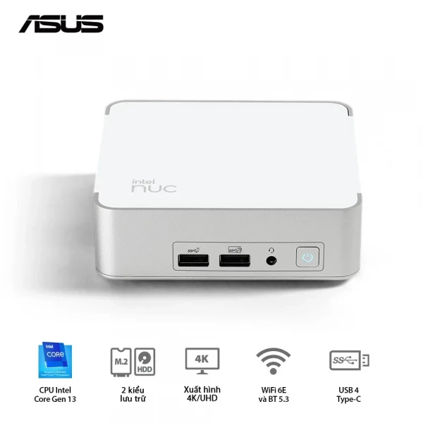 Máy tính Mini PC Asus NUC 13 Pro NUC13VYKI5 | i5-1340P | DDR4 3200Mhz | NVMe SSD | Wifi 6E | Bluetooth 5.3