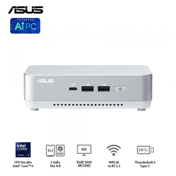 Máy tính Mini PC Asus NUC 14 Pro NUC14RVSU5 | Ultra 5 125H | DDR5 5600Mhz | NVMe SSD | Wifi 6E | Bluetooth 5.3