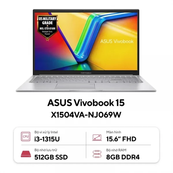 Laptop Asus Vivobook 15 X1504VA-NJ069W | i3-1315U | 8GB DDR4 | 512GB SSD NVMe